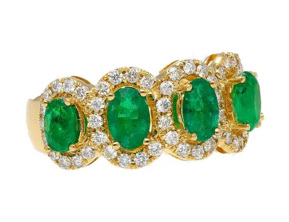 2.11 Carat Oval Cut Emerald and Diamond Wedding B… - image 3