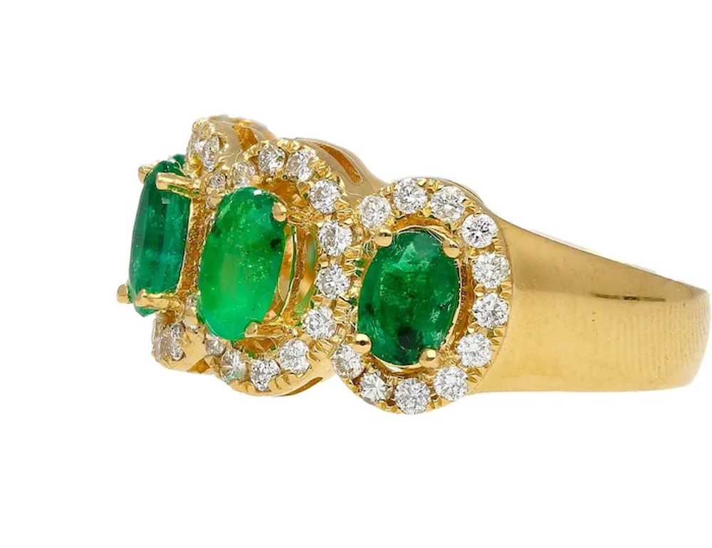 2.11 Carat Oval Cut Emerald and Diamond Wedding B… - image 4