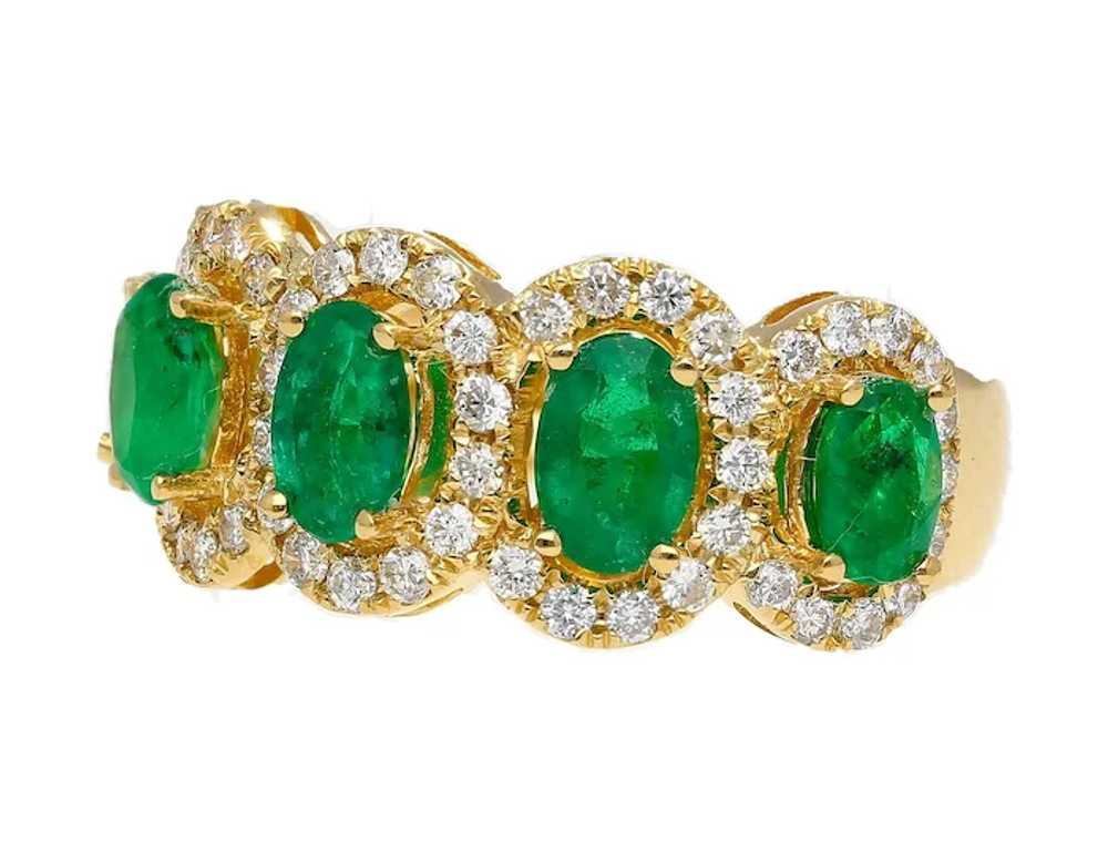 2.11 Carat Oval Cut Emerald and Diamond Wedding B… - image 5