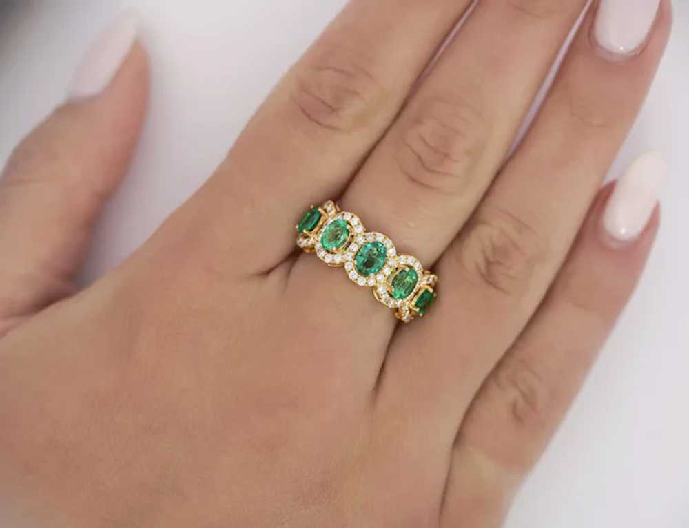2.11 Carat Oval Cut Emerald and Diamond Wedding B… - image 9