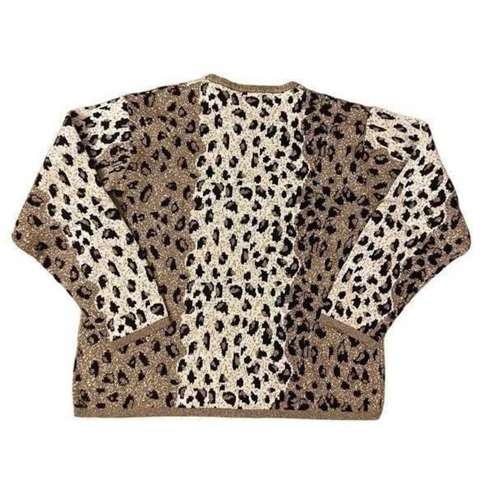 Vintage Crewneck Leopard Print Sweater Beaded Met… - image 2