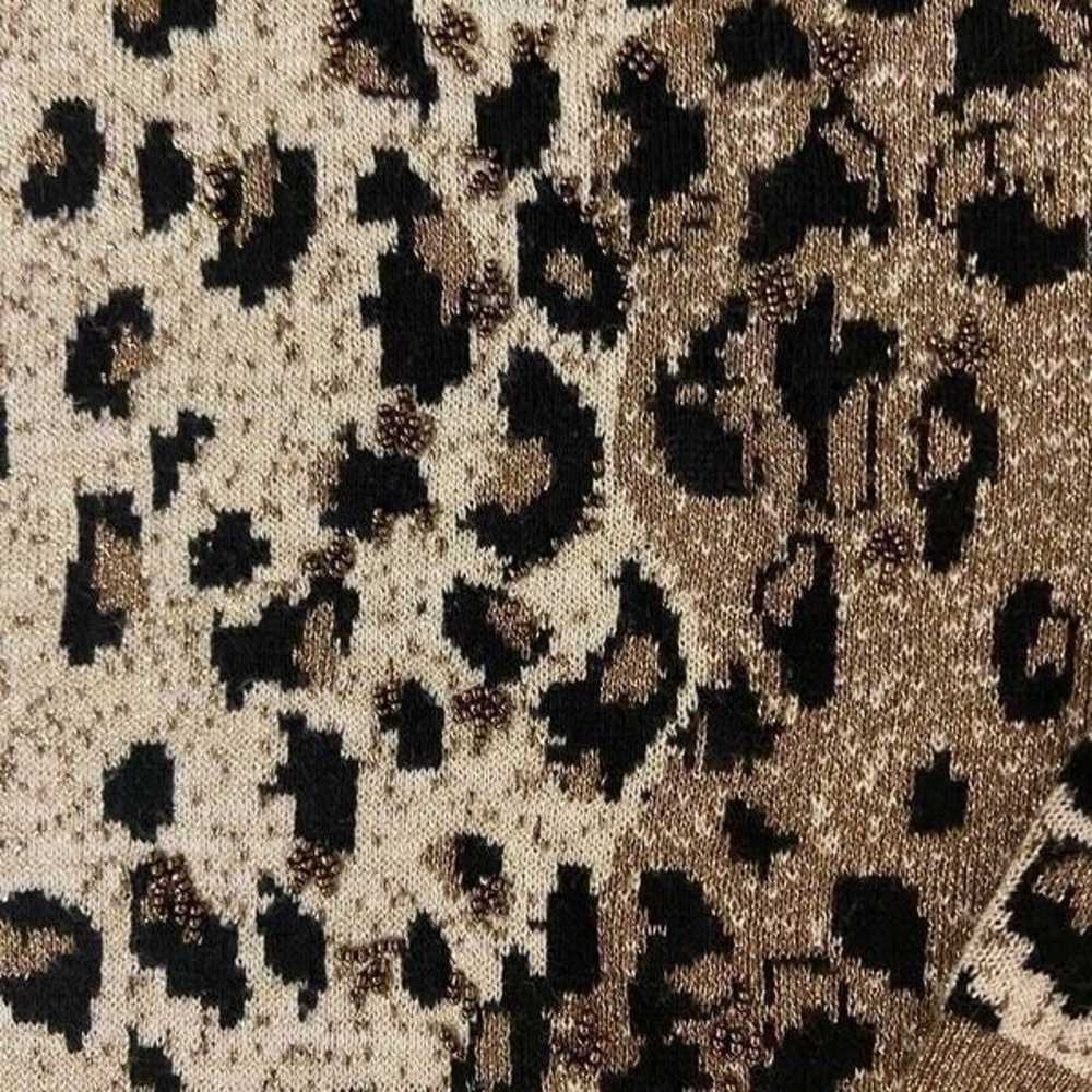 Vintage Crewneck Leopard Print Sweater Beaded Met… - image 3