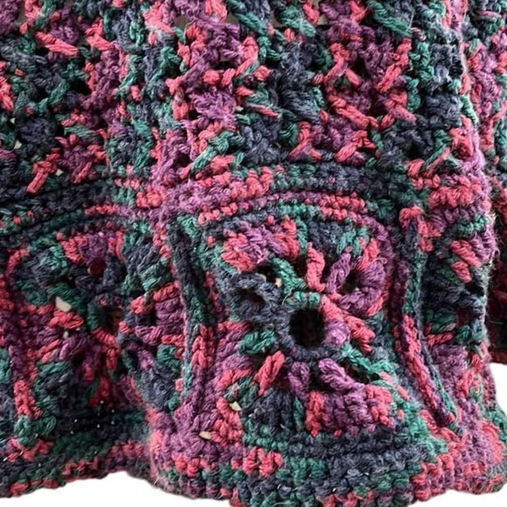 Vintage Crochet Pink Purple Green Blue Cardigan w… - image 6