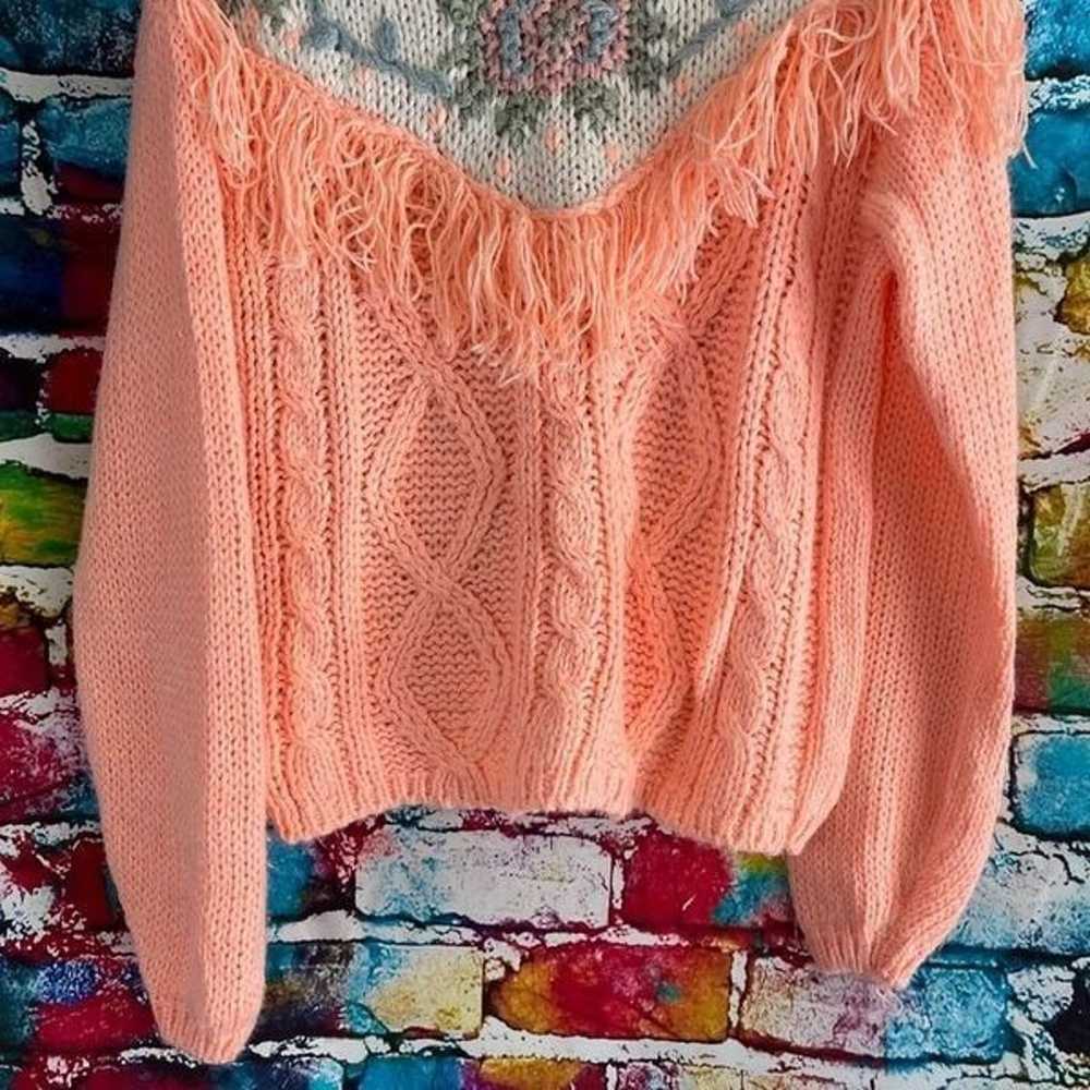 Vintage Hand Knitted Sweater by Nuggets Floral Fr… - image 7