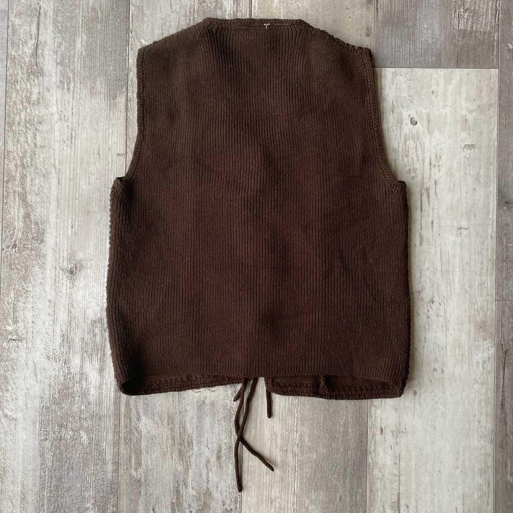 Vintage 70s Modern Juniors Leather Acrylic Vest S… - image 3
