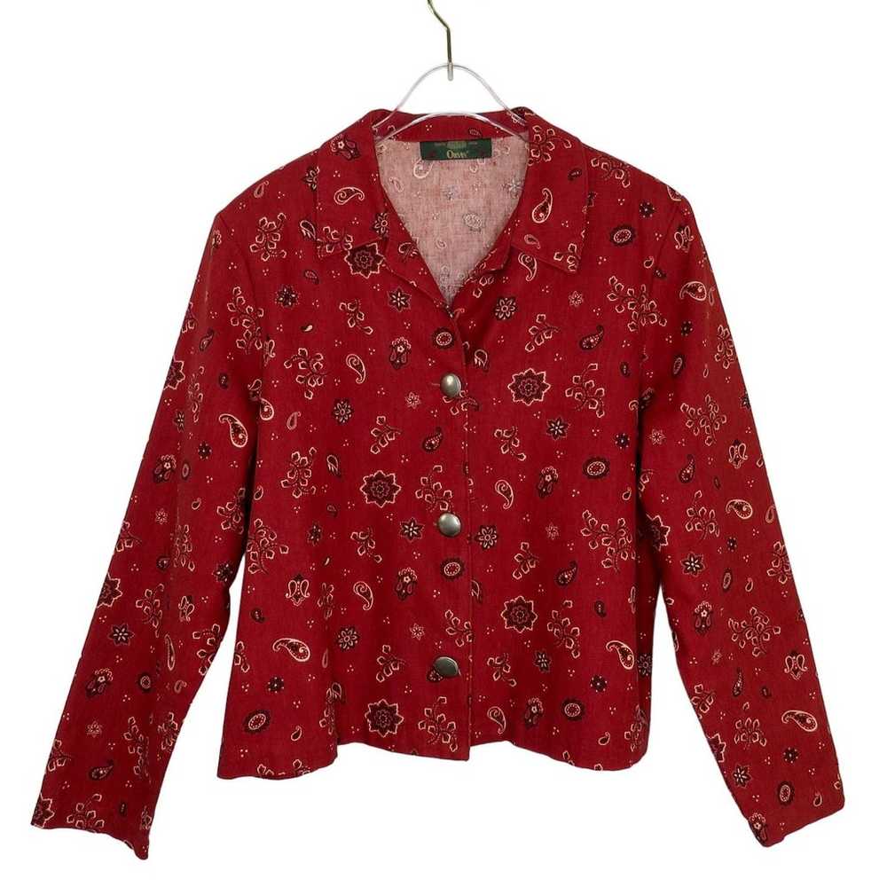 ORVIS Vintage Red Bandana Paisley Pattern Jacket … - image 3