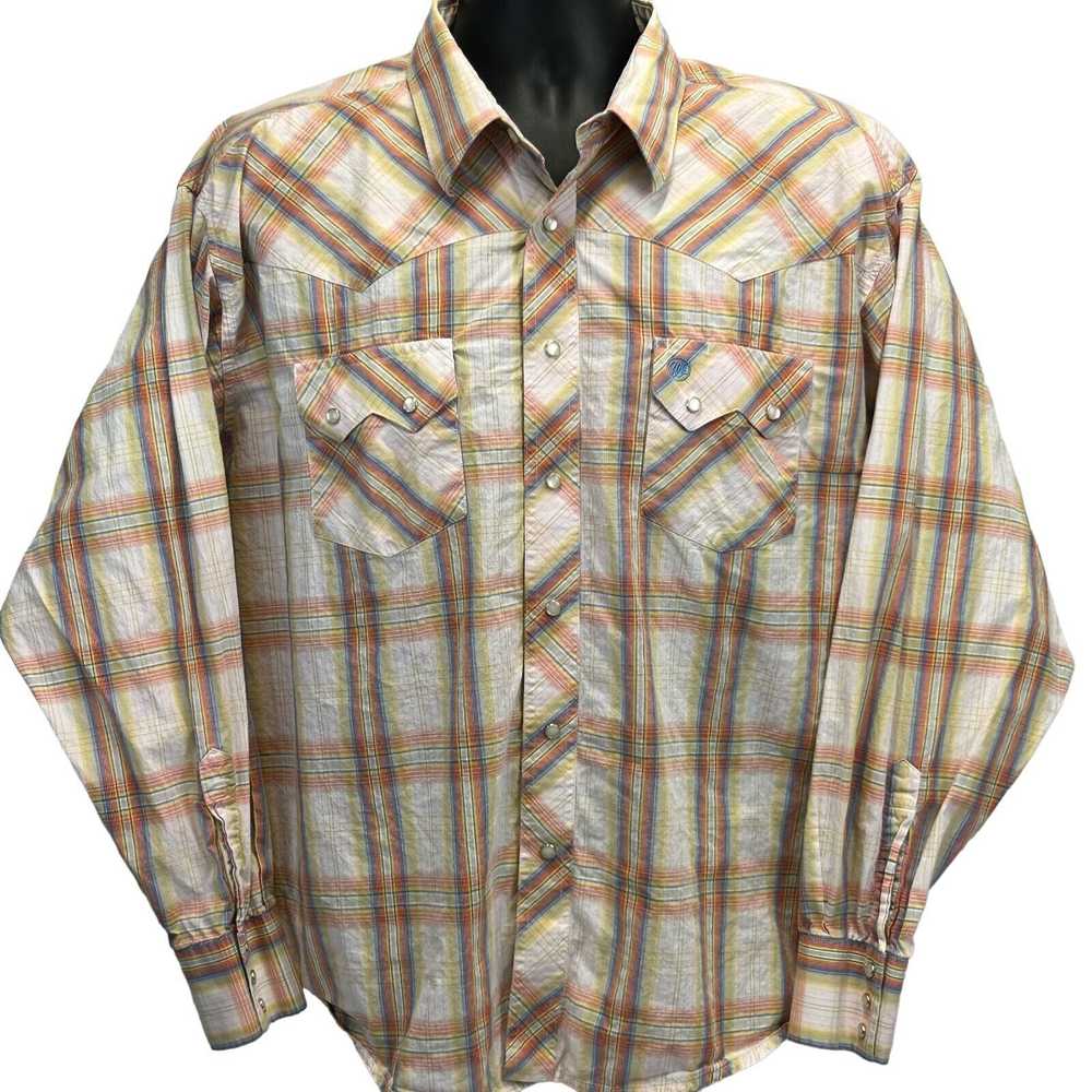 Wrangler Wrangler Plaid Vintage 90s Pearl Snap Sh… - image 2