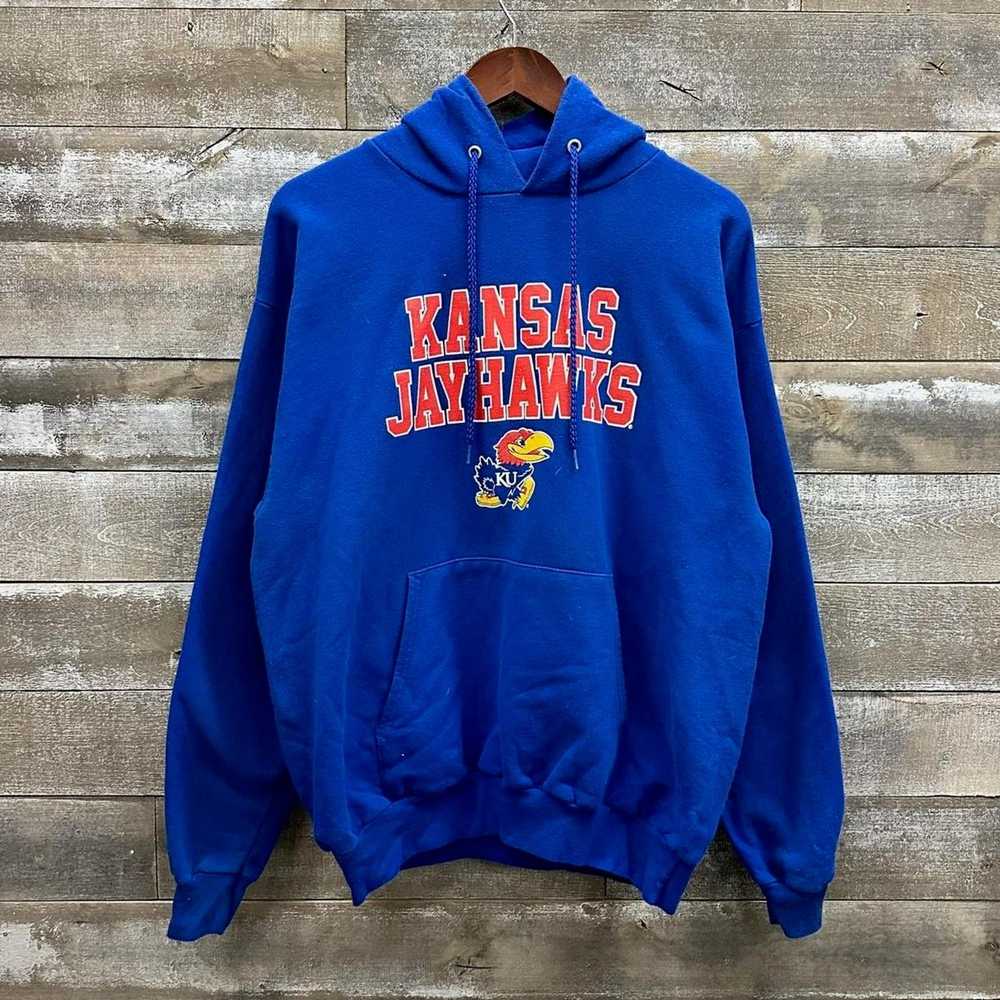 Hanes Kansas Pullover Hoodie Sweatshirt Blue Mens… - image 1