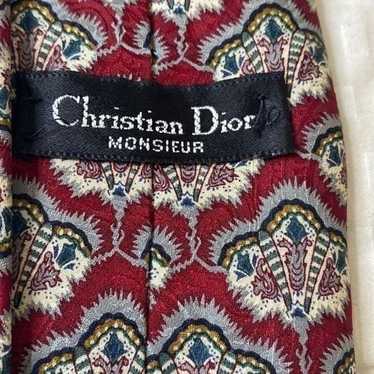 Christian Dior Silk Tie Vintage Red Print