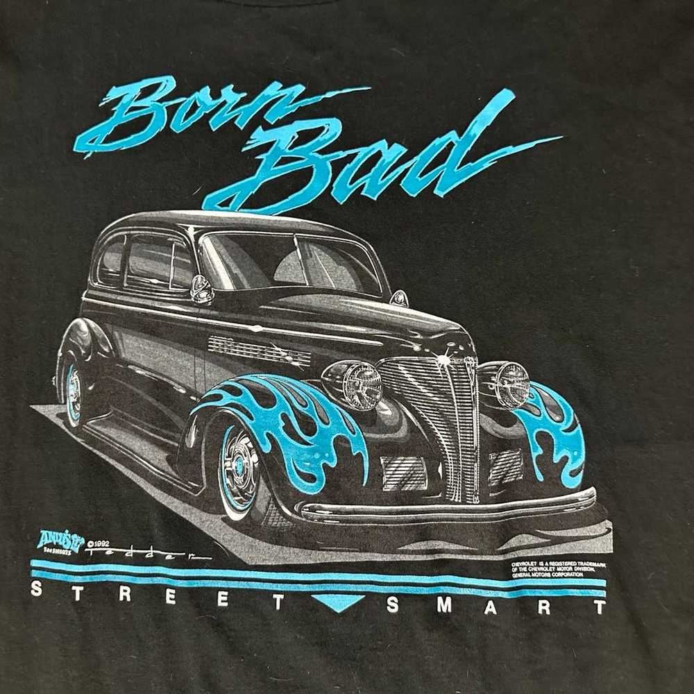 Vintage Chevrolet Shirt Hot Rod Car Show Born Bad… - image 2