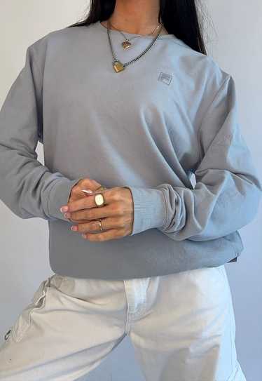 Vintage Fila Baby Blue Crew Neck Plain Sweatshirt - image 1