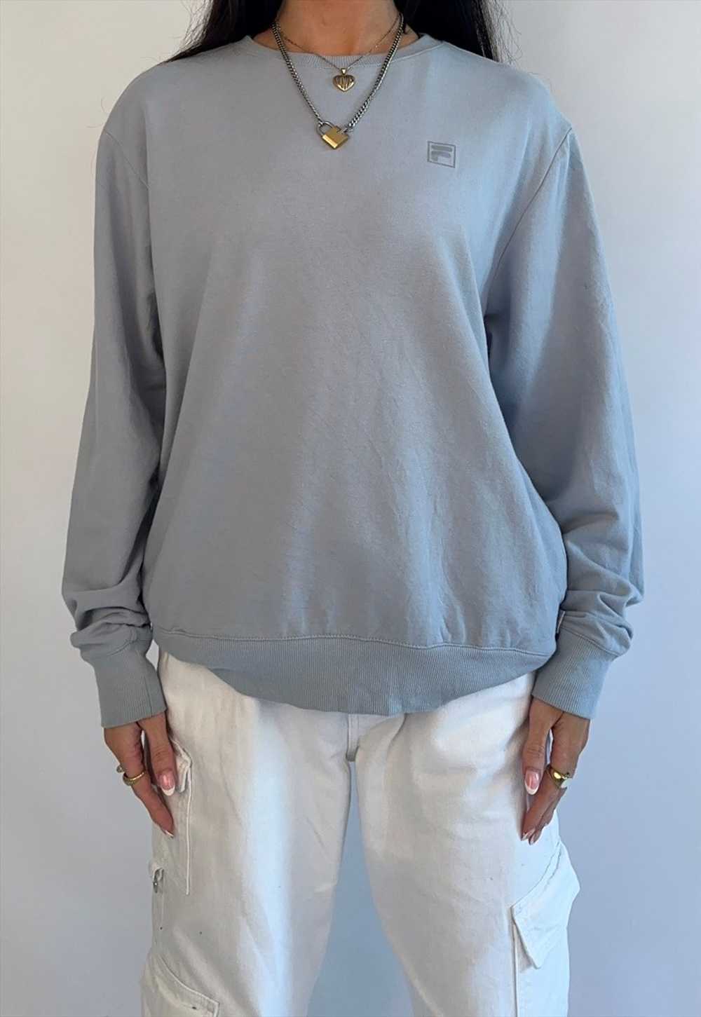 Vintage Fila Baby Blue Crew Neck Plain Sweatshirt - image 3