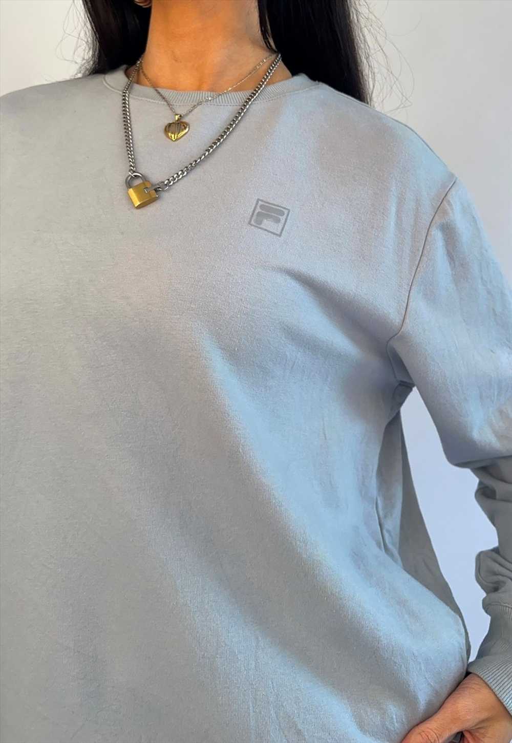 Vintage Fila Baby Blue Crew Neck Plain Sweatshirt - image 4