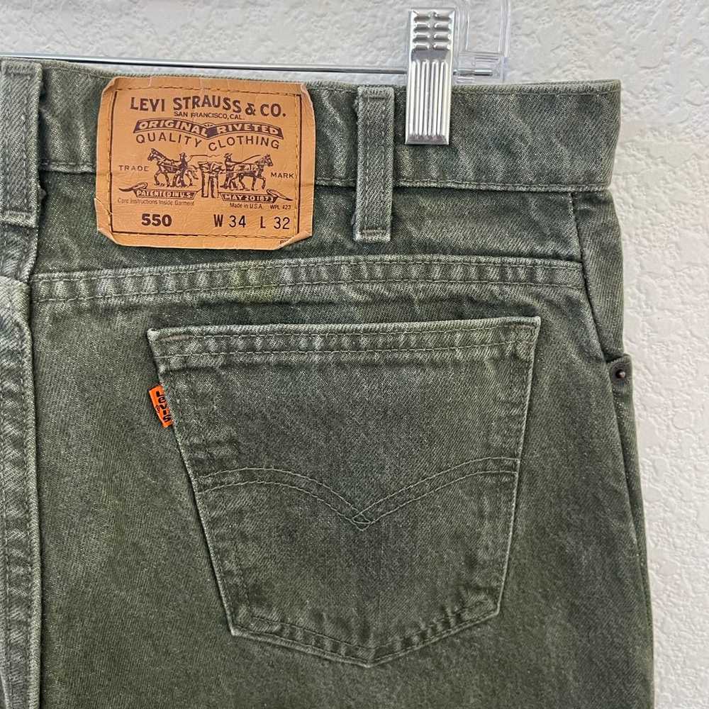 Vintage Levi's 550 Jeans Size 34x32 Moss Green Re… - image 7