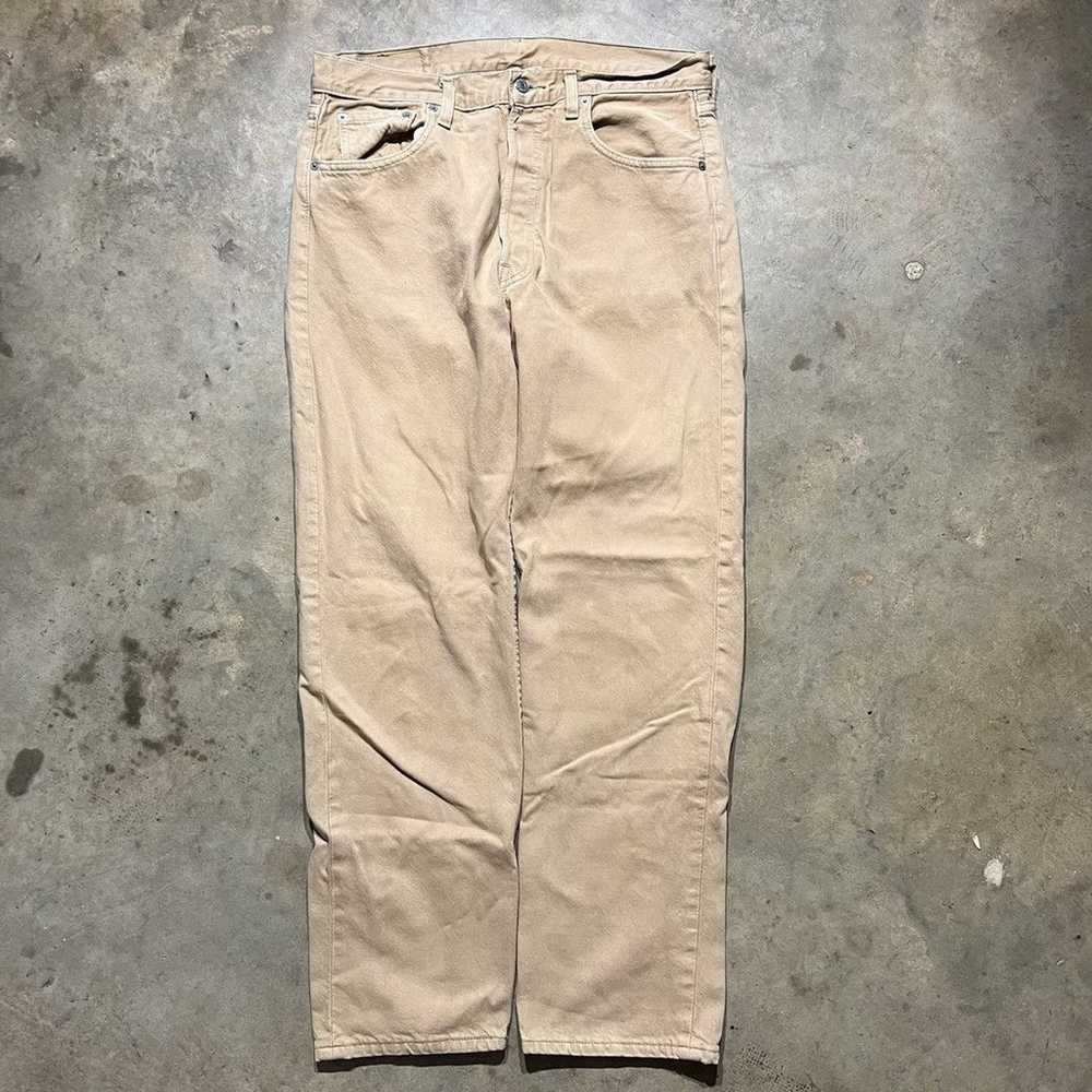 Vintage 90s Levi's 501xx Tan Straight Cut Jeans 3… - image 1