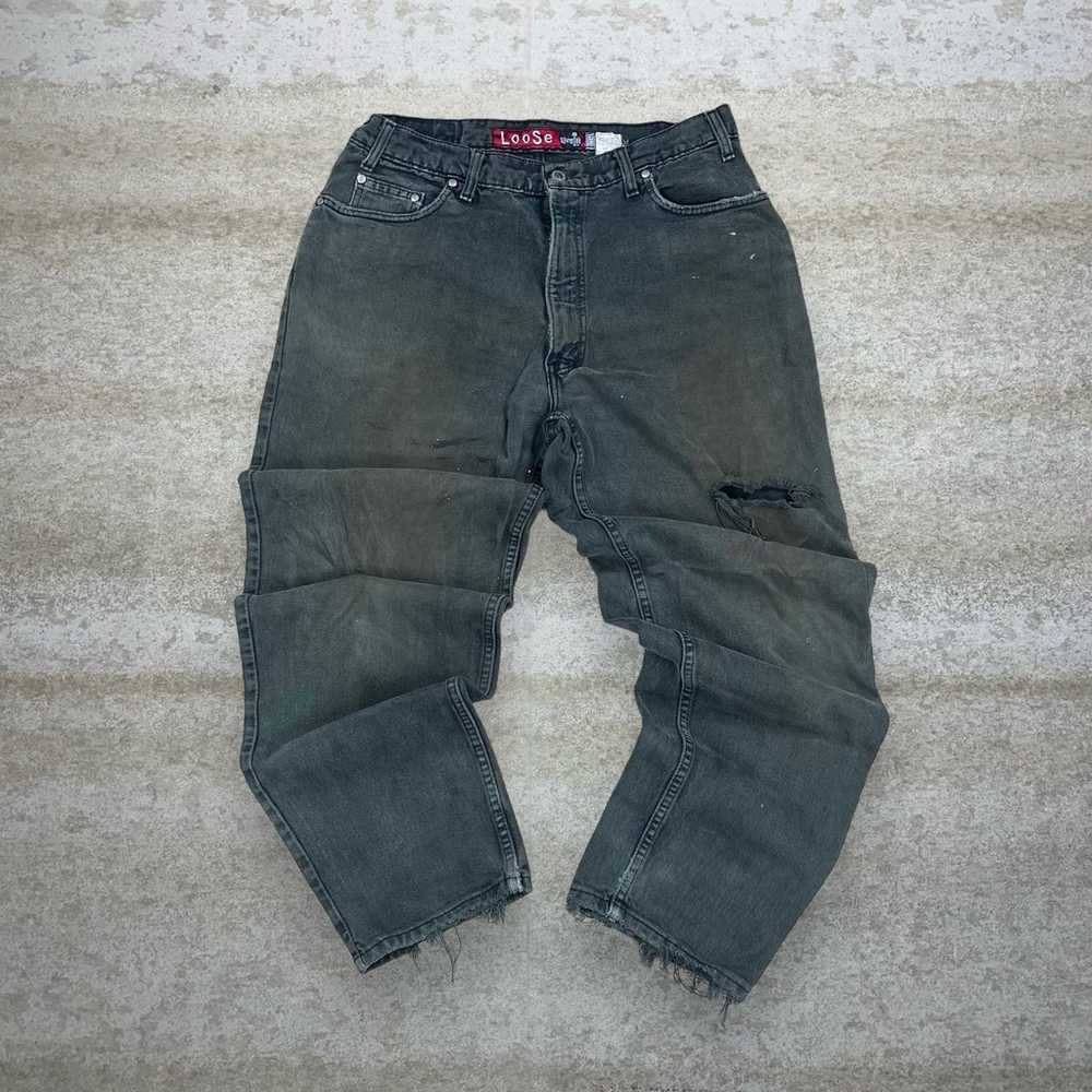 Vintage Levis Silver Tab Jeans Olive Green Wash D… - image 2
