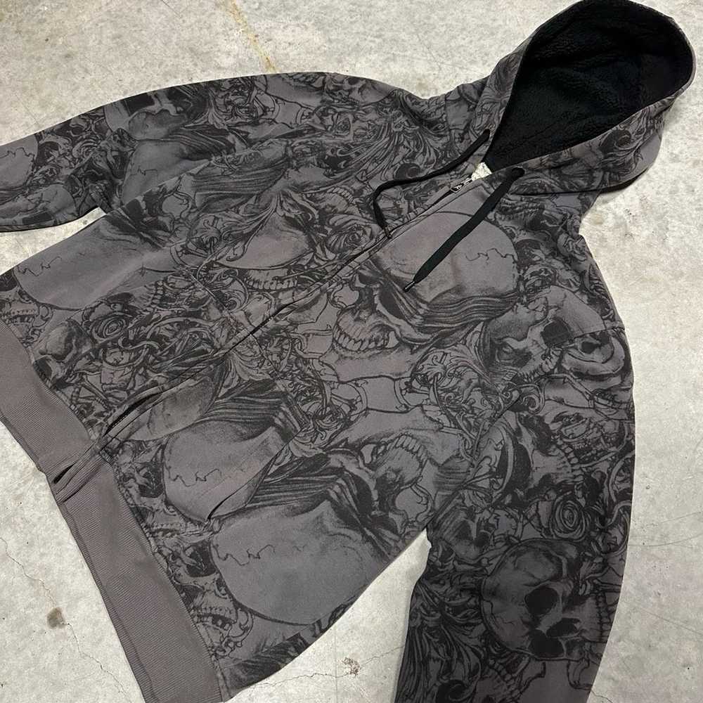 Rare y2k Faded Glory skull AOP hoodie - image 1