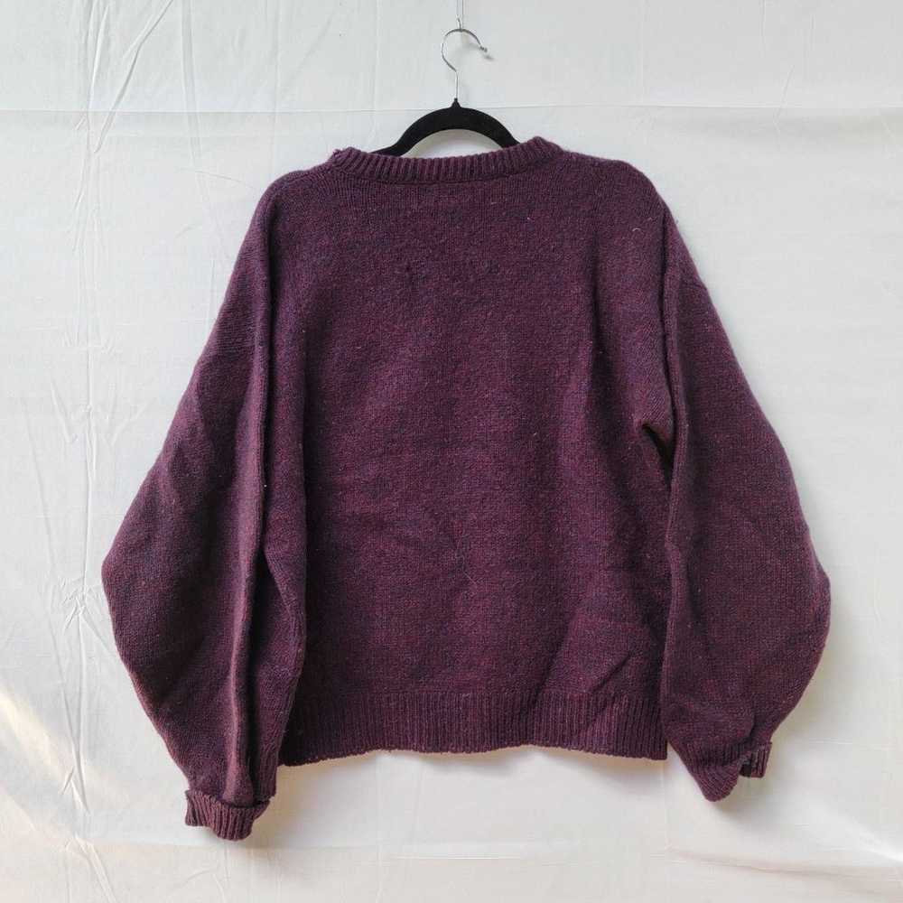 Vintage Eddie Bauer Burgundy Blue Wool Blend Swea… - image 2