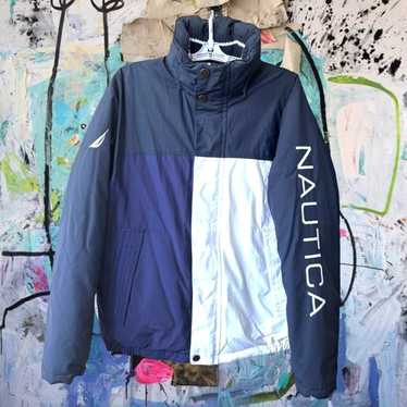 Vintage Nautica Mens Jacket Down Color Block Spel… - image 1