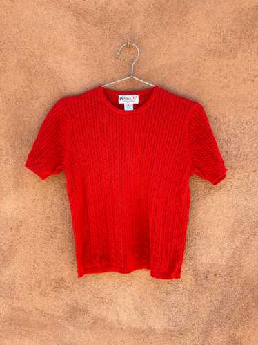 Red Pendleton Short Sleeve Cotton Sweater