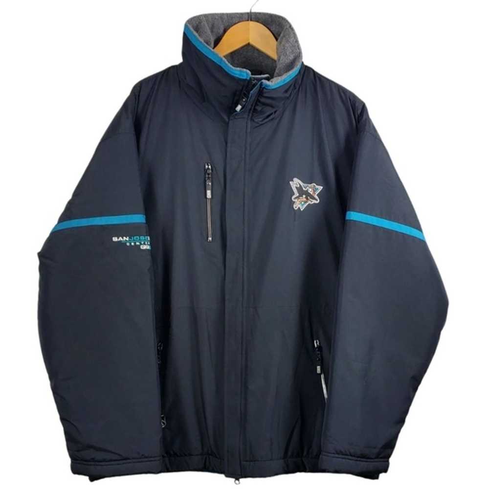 Vintage 90s NHL San Jose Sharks Windbreaker Puffe… - image 1