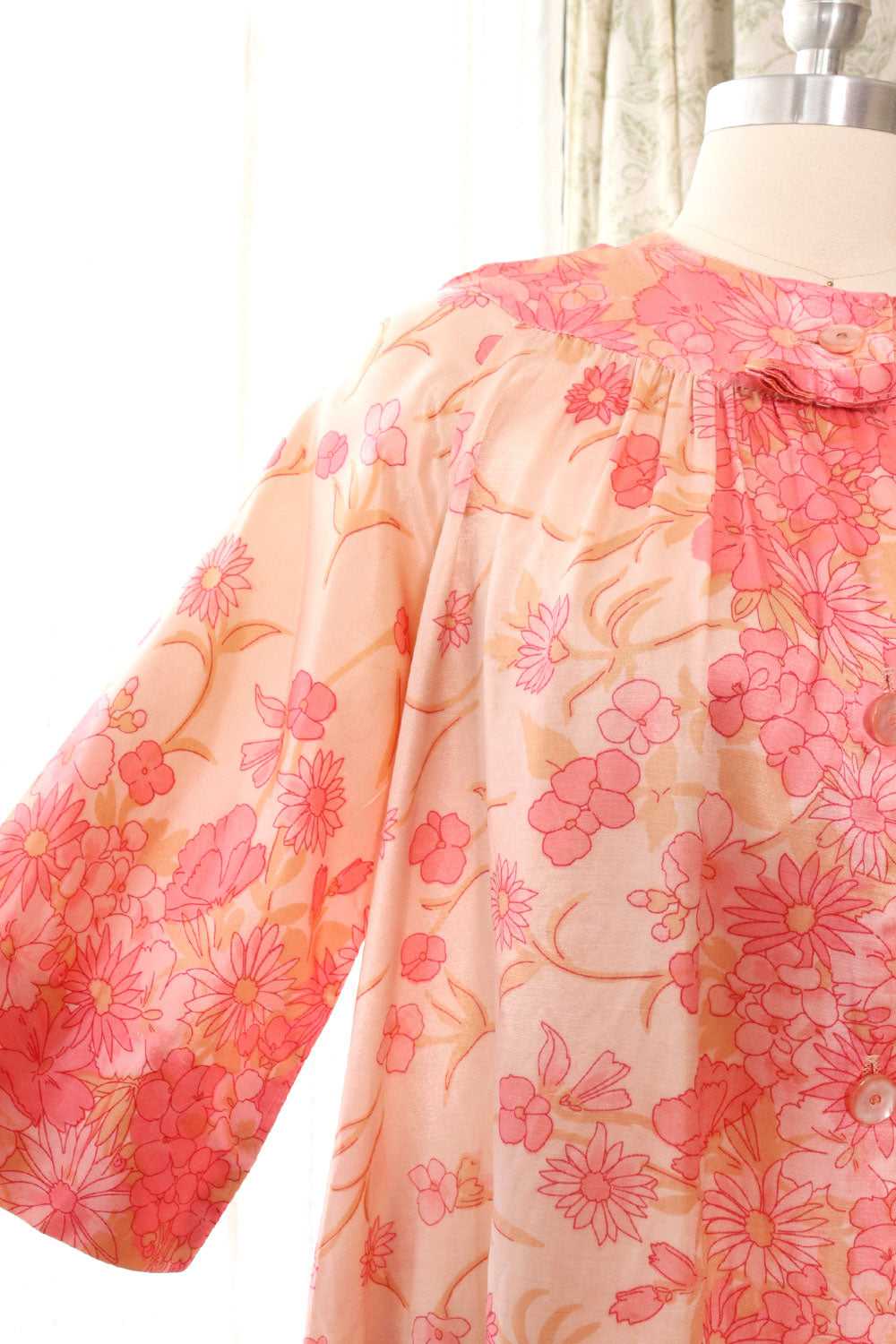 Cherry Blossom Satin Duster Dress M/L - image 2