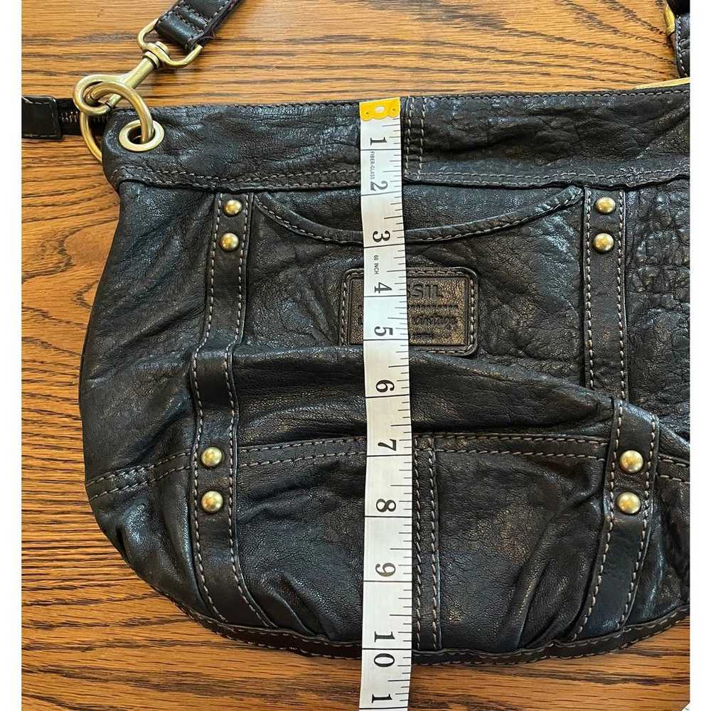 Vintage Fossil Black Crossbody with Gold Accents - image 5