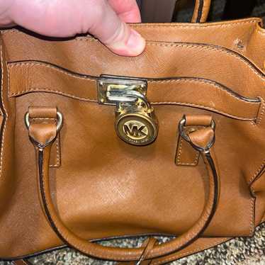 Michael Kors lock handbag brown leather - image 1