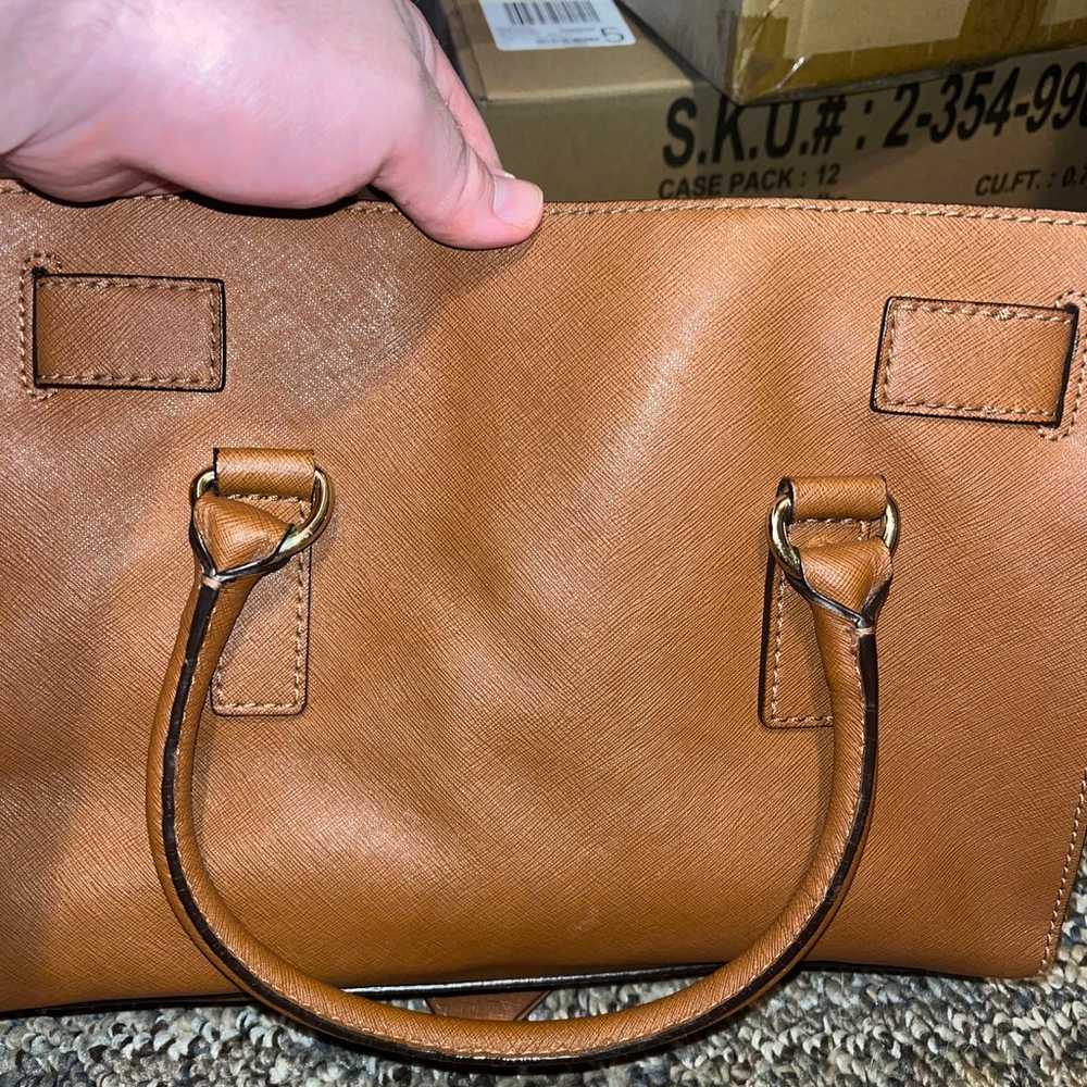 Michael Kors lock handbag brown leather - image 3