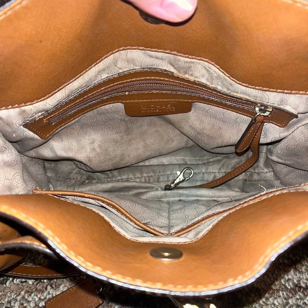 Michael Kors lock handbag brown leather - image 5