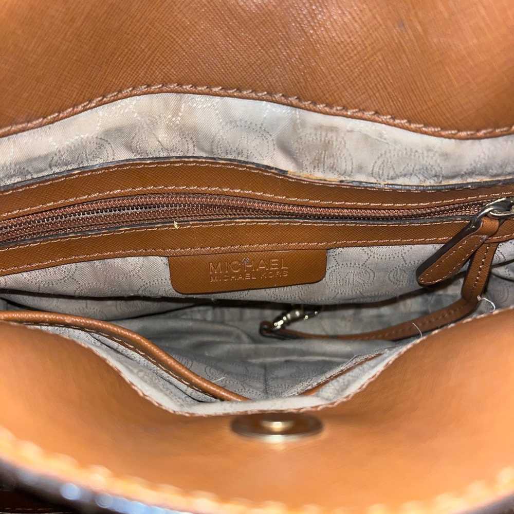 Michael Kors lock handbag brown leather - image 6