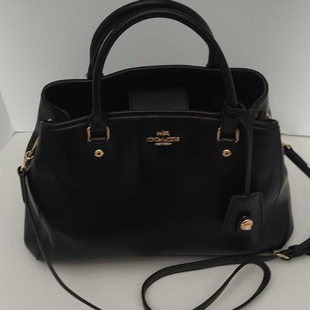 Coach Black/Gold Leather Purse with Shoulder/Cros… - image 2