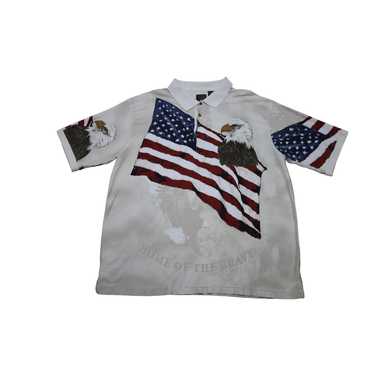 American Flag and Bald Eagle Print Polo Shirt