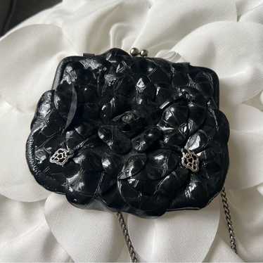 Brighton Black Flower Crossbody Purse Bag - image 1