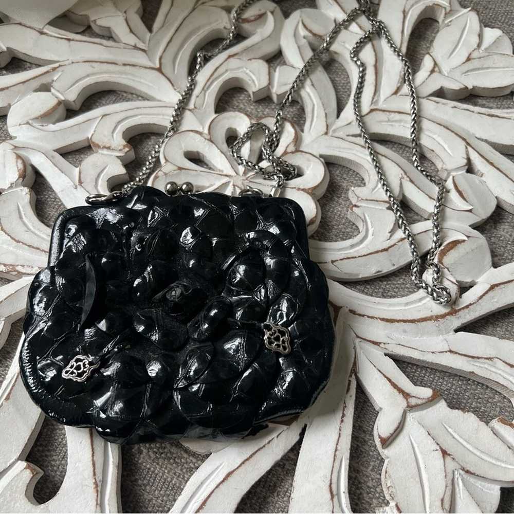 Brighton Black Flower Crossbody Purse Bag - image 7