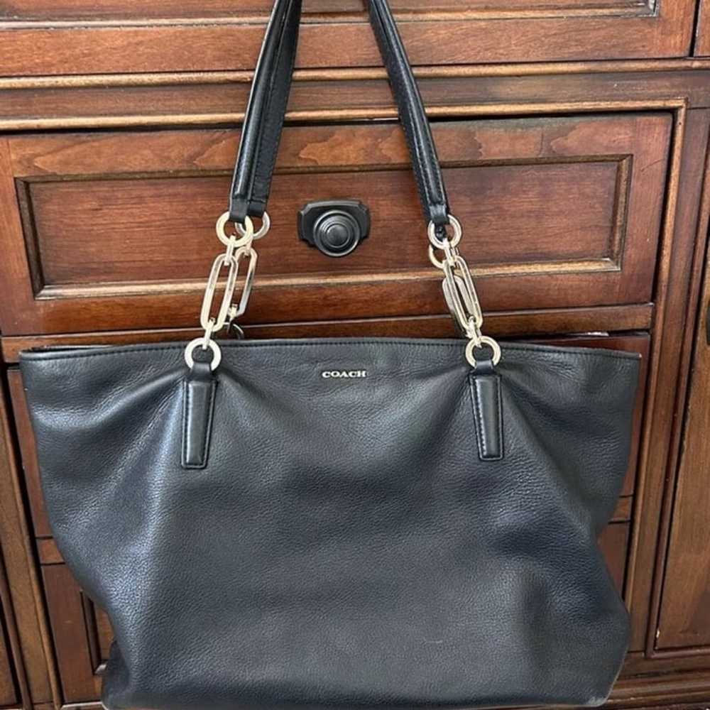 Coach black leather tote bag purse - image 1