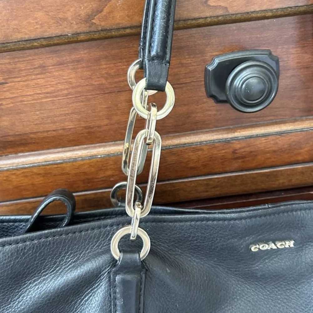 Coach black leather tote bag purse - image 4