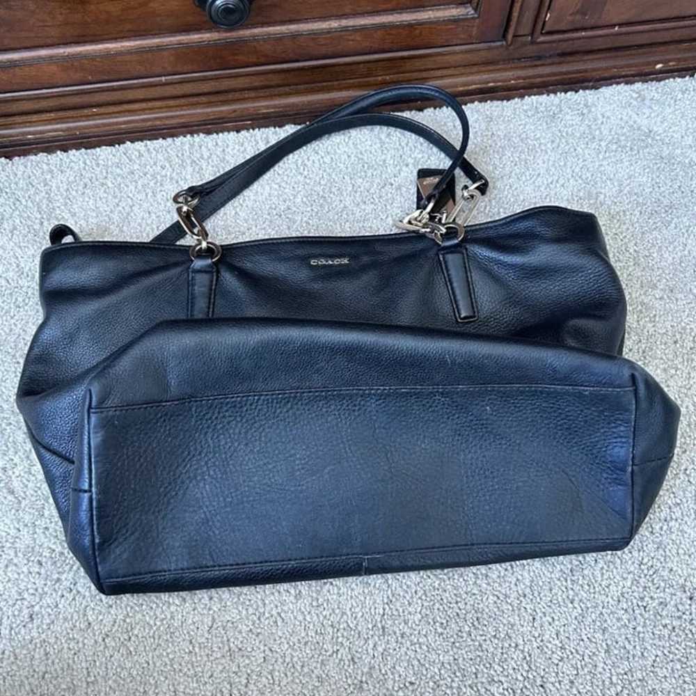 Coach black leather tote bag purse - image 8