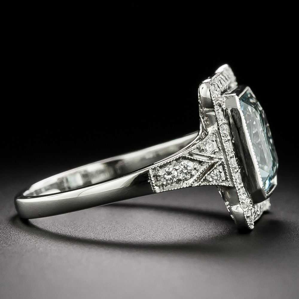 Art Deco-Style Aquamarine and Diamond Ring - image 2