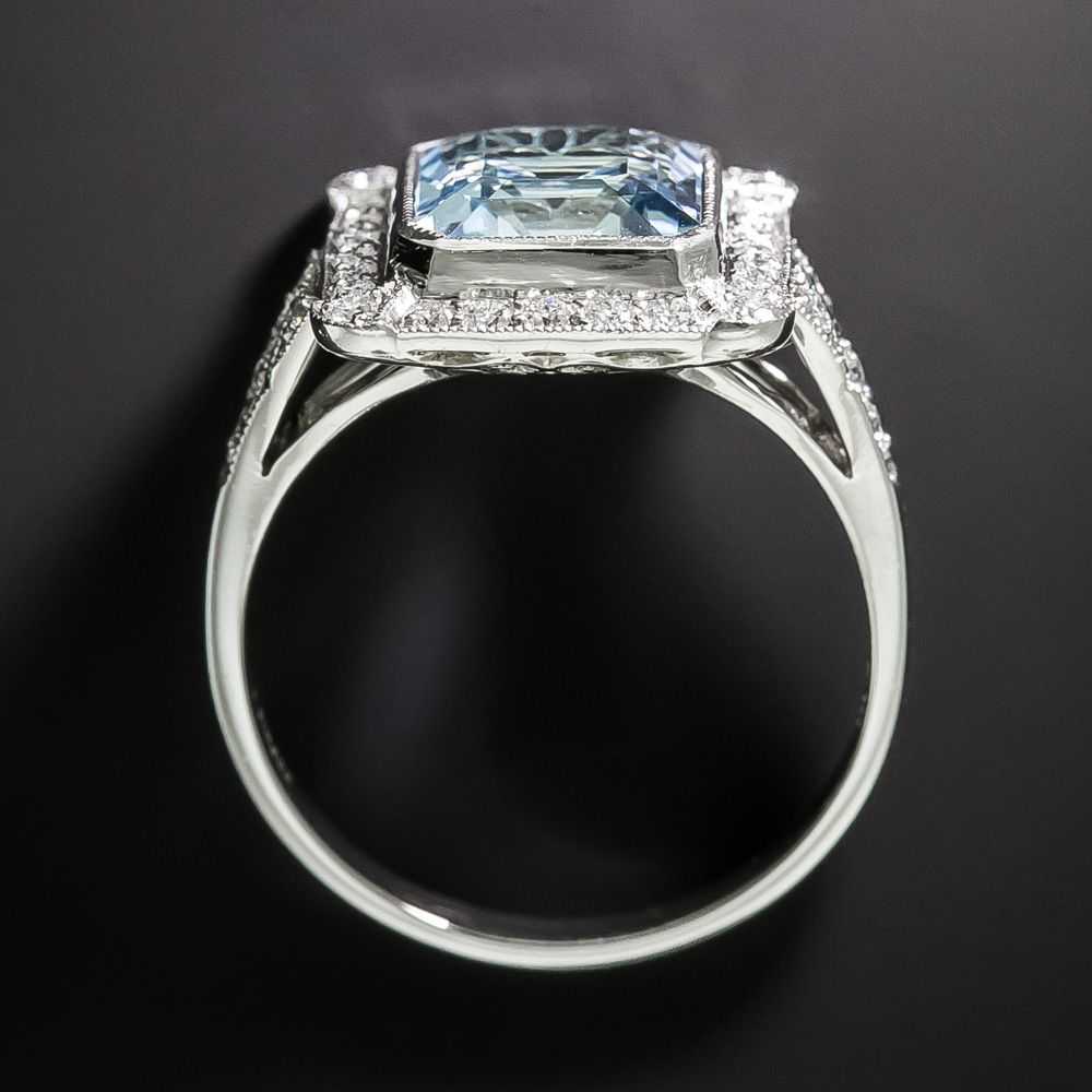 Art Deco-Style Aquamarine and Diamond Ring - image 3