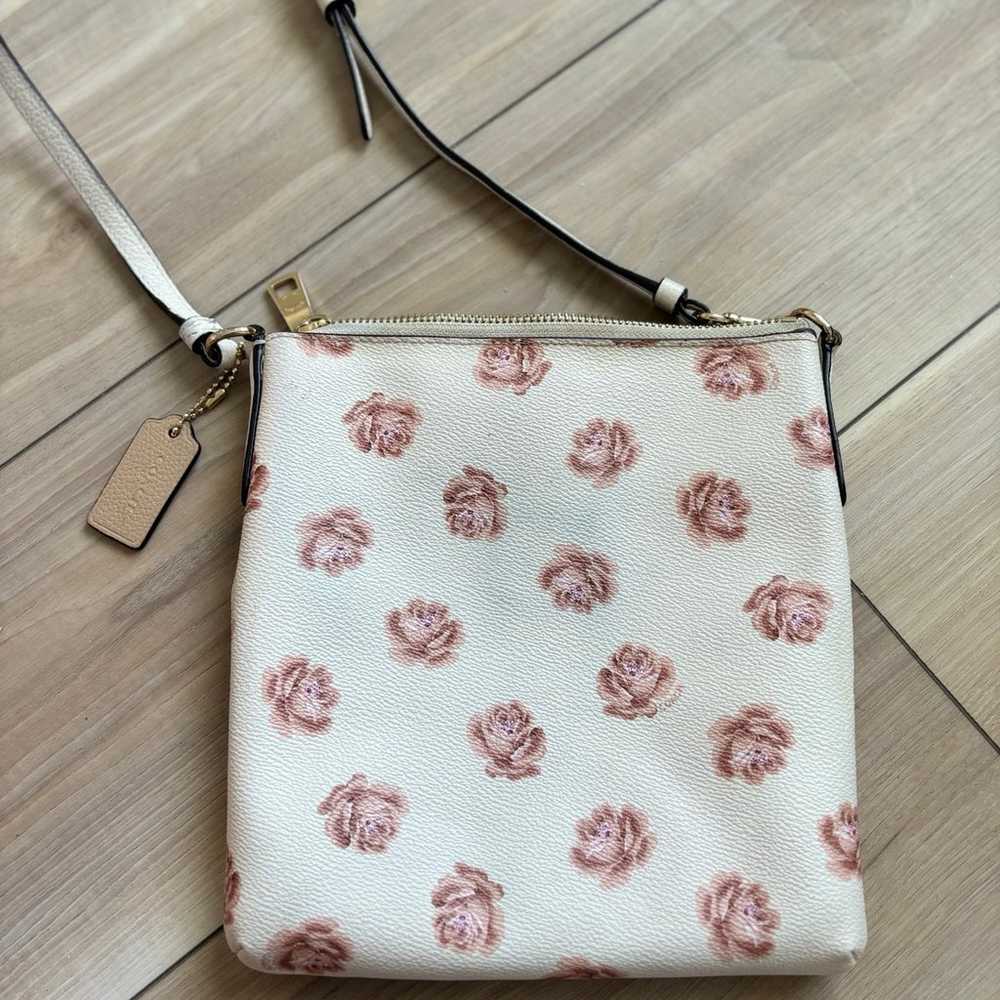 Coach crossbody handbag and wallet cream w/roses - image 2