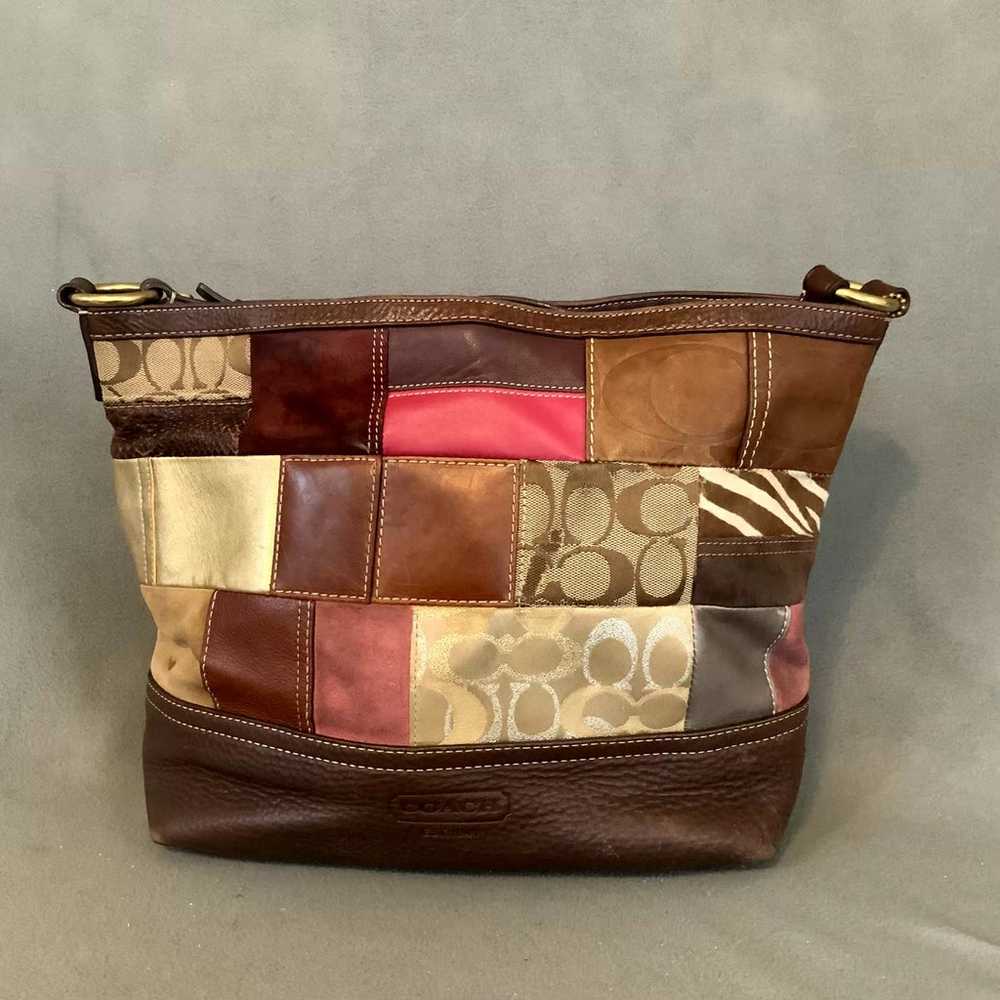 COACH Patchwork Shoulder Bucket Bag Brown Earth R… - image 3