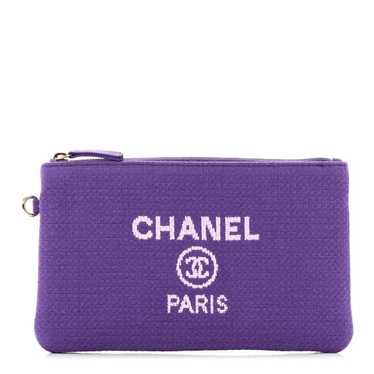 CHANEL Mixed Fibers Small Deauville Pouch Purple