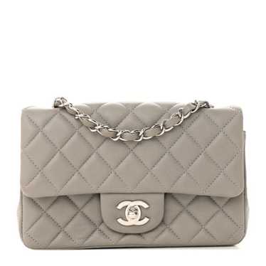 CHANEL Lambskin Quilted Mini Rectangular Flap Grey - image 1