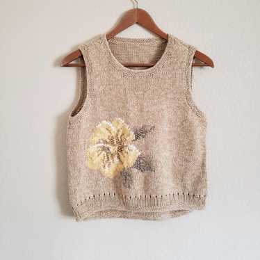 Random Vintage Hand Knit Floral Vest (M) | Used,… - image 1