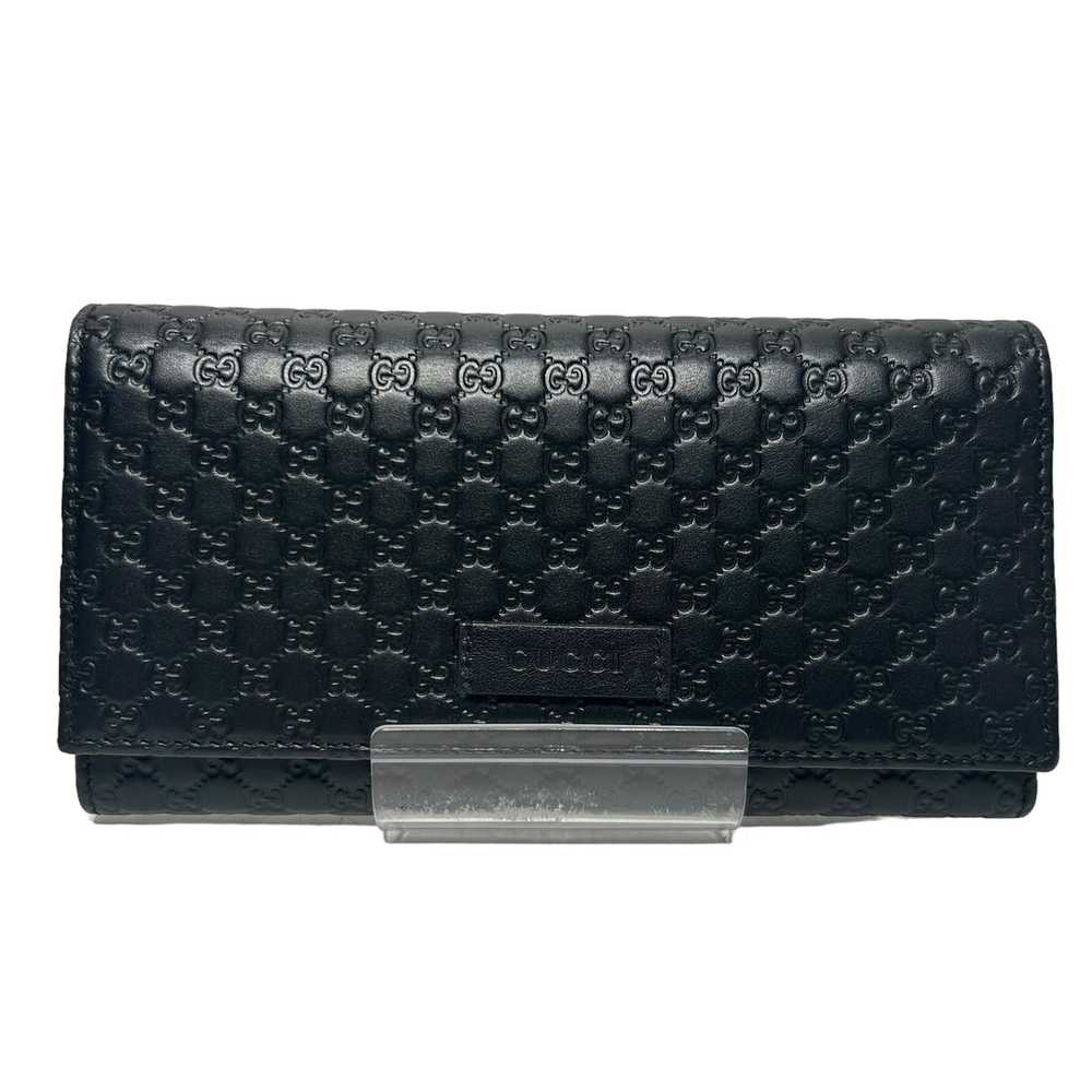 GUCCI/Bifold Wallet/Monogram/Leather/BLK/ - image 1