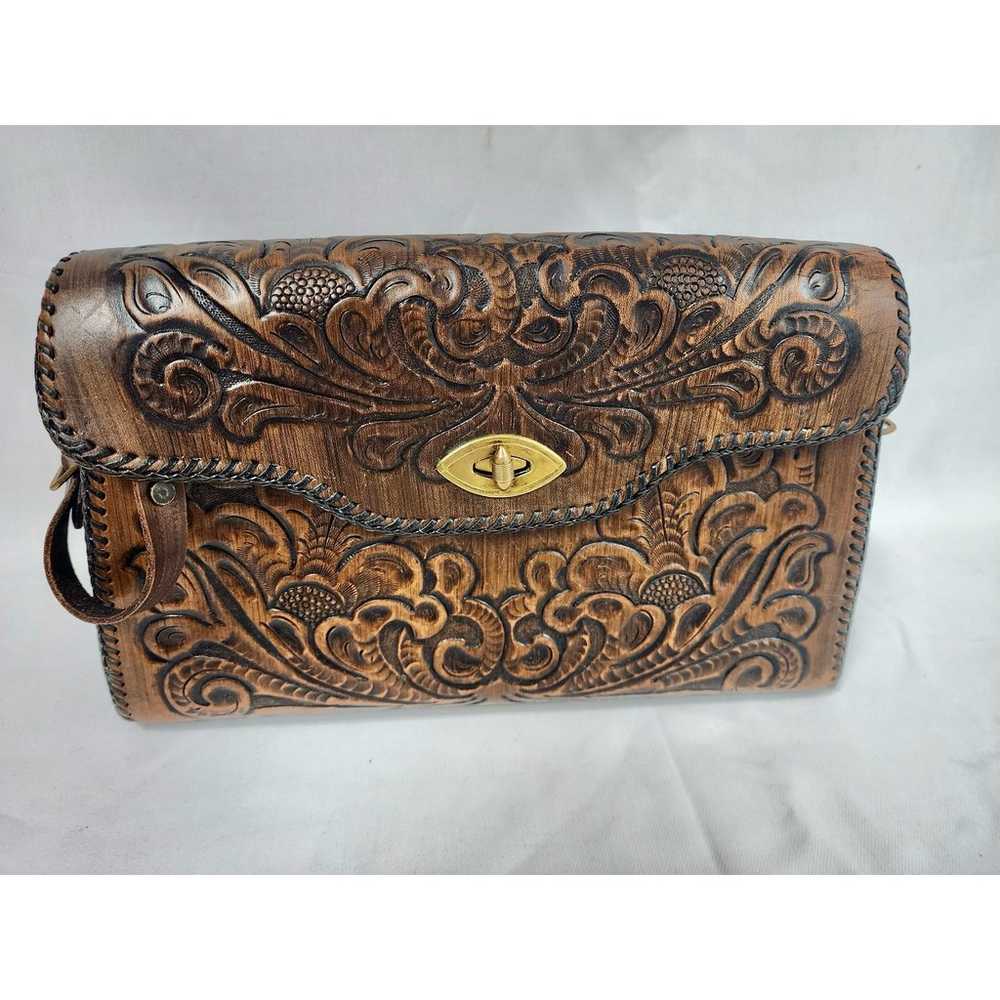 Vintage Chic: Large 1960s Joo-Kay Hand-Tooled Lea… - image 2