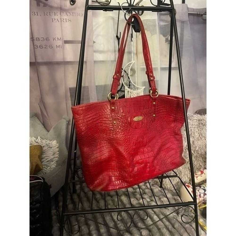 Vintage red brahmin tote bag/purse pocketbook mel… - image 3