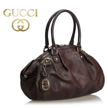 Gucci Guccissima Leather Sukey Satchel in Dark br… - image 1