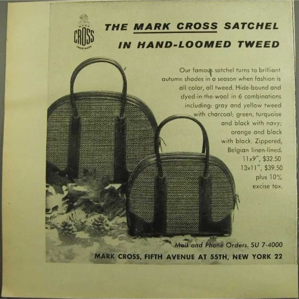 Vintage 50s Mark Cross Satchel in Green Hand-Loom… - image 8